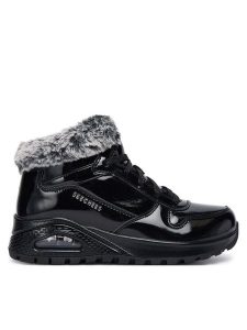 Skechers Botki Uno Rugged 168126/BBK Czarny. Czarne botki Skechers, bez wzorów, ze skóry, bez obcasa, na płaskiej podeszwie, bez zapięcia. Za 339,99 zł.