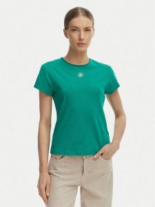 Tommy Hilfiger T-Shirt WW0WW48710 Zielony Slim Fit. Zielone t-shirty TOMMY HILFIGER, xs, bez wzorów, z bawełny, bez kołnierzyka, bez ramiączek. Za 169,99 zł.