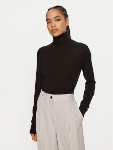 Calvin Klein Golf K20K207449 Czarny Regular Fit. Czarne golfy Calvin Klein, bez wzorów, z wełny. Za 459,99 zł.