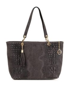 Mia Tomazzi Skórzany shopper bag w kolorze ciemnoszarym - 58 x 42 x 14 cm rozmiar: onesize. Szare shopper bag Mia Tomazzi, bez wzorów, z materiału, bez dodatków. Za 292,89 zł.