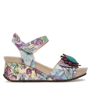 Sandały Laura Vita. Fioletowe sandały LAURA VITA, bez wzorów, bez obcasa, na koturnie, bez zapięcia. Za 439,99 zł.