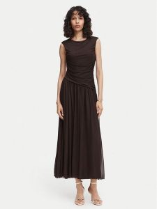 Vero Moda Sukienka wieczorowa Penelope 10351455 Brązowy ciemny Regular Fit. Brązowe kombinezony Vero Moda, xs, bez wzorów, z syntetyku, wizytowe, bez kołnierzyka, bez ramiączek. Za 203,99 zł.