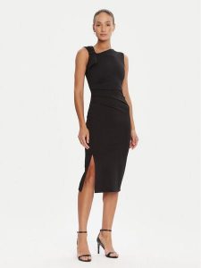 Rinascimento Sukienka koktajlowa CFC0125330003 Czarny Slim Fit. Czarne kombinezony Rinascimento, s, bez wzorów, z syntetyku, wizytowe, bez kołnierzyka, bez ramiączek. Za 479,99 zł.