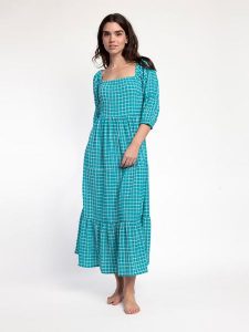 Admas Sukienka w kolorze turkusowo-białym rozmiar: L. Białe sukienki Admas, l, bez wzorów, z bawełny, bez kołnierzyka, bez ramiączek, maxi. Za 130,99 zł.