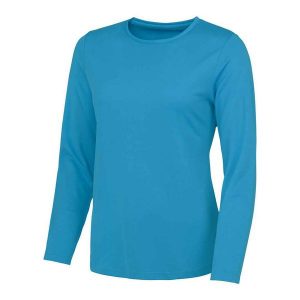 Koszulka Damska Z Długim Rękawem. Białe bluzki JUST COOL, xl, bez wzorów, sportowe, bez kołnierzyka, bez ramiączek. Za 69,99 zł.