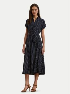 LAUREN RALPH LAUREN Sukienka koszulowa 250957093001 Granatowy Regular Fit. Niebieskie sukienki Lauren Ralph Lauren, bez wzorów, z syntetyku, bez kołnierzyka, bez ramiączek, koszulowe. Za 599,99 zł.