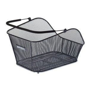 Tylny kosz „Icon Multi-System. Czarne shopper bag BASIL, bez wzorów, bez dodatków. Za 319,20 zł.