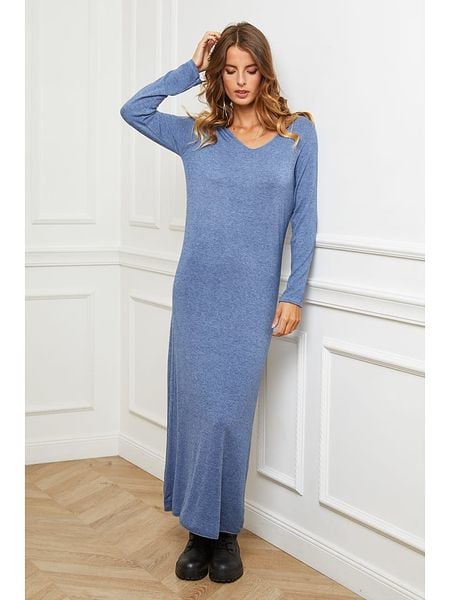So Cachemire Sukienka dzianinowa "Abalone" w kolorze niebieskim rozmiar: XL. Niebieskie sukienki So Cachemire, na co dzień, xl, bez wzorów, z dzianiny, bez kołnierzyka, bez ramiączek, maxi, proste. Za 165,99 zł.