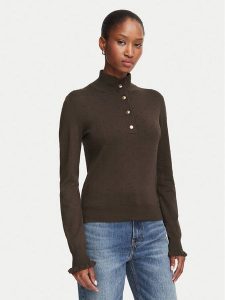 Marella Sweter Emme by Marella Onde 2625366101 Brązowy ciemny Regular Fit. Brązowe swetry klasyczne Marella, s, z wiskozy, bez kołnierzyka. Za 554,99 zł.