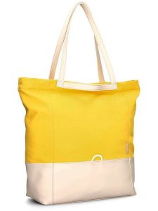Zwei Shopper bag "Fiorella FI200" w kolorze żółto-kremowym - 44 x 38 x 19 cm rozmiar: onesize. Brązowe shopper bag Zwei, bez wzorów, z materiału, na ramię, bez dodatków. Za 205,45 zł.