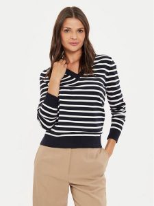 Tommy Hilfiger Sweter WW0WW40098 Granatowy Regular Fit. Niebieskie swetry klasyczne TOMMY HILFIGER, s, z syntetyku, bez kołnierzyka. Za 409,99 zł.