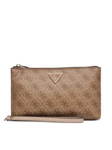 Guess Kosmetyczka Laurel II Slg SWSG74 59145 Brązowy. Brązowe torebki klasyczne Guess, z aplikacjami, ze skóry, bez dodatków. Za 219,99 zł.