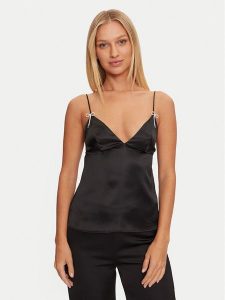 Guess Koszulka piżamowa O4BH00 WGIN0 Czarny Regular Fit. Czarne koszule nocne Guess, z aplikacjami, z syntetyku, bez ramiączek. Za 149,99 zł.
