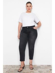 Trendyol Dżinsy - Skinny fit - w kolorze czarnym rozmiar: 42. Czarne jeansy Trendyol, bez wzorów, z bawełny, z podwyższonym stanem. Za 122,96 zł.