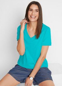 T-shirt z czystej bawełny. Zielone t-shirty bonprix, bez wzorów, z bawełny, bez kołnierzyka, bez ramiączek. Za 54,99 zł.
