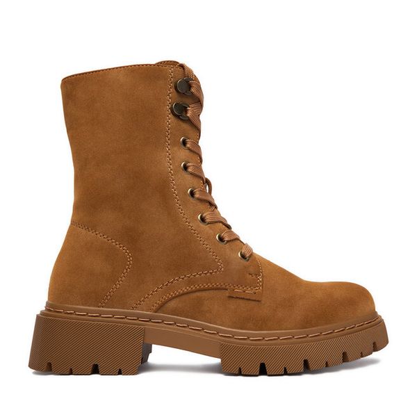 Trzewiki Jenny Fairy. Brązowe botki Jenny Fairy, bez wzorów, bez obcasa, na płaskiej podeszwie, bez zapięcia. Za 199,99 zł.