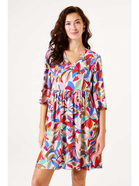 Garcia Sukienka w kolorze kremowym ze wzorem rozmiar: L. Brązowe sukienki Garcia, l, bez wzorów, bez kołnierzyka, bez ramiączek, mini. Za 100,04 zł.