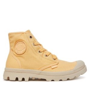 Trapery Palladium. Żółte buty zimowe Palladium, bez obcasa, bez zapięcia. Za 269,99 zł.