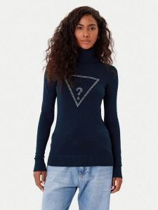 Guess Golf W5BR39 Z2NQ2 Granatowy Regular Fit. Niebieskie golfy Guess, z aplikacjami, z wiskozy. Za 241,50 zł.