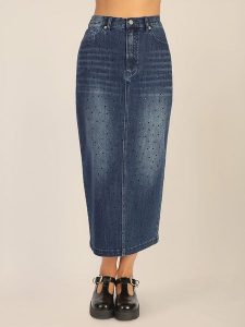 APART Spódnica dżinsowa w kolorze niebieskim rozmiar: 44. Niebieskie spódnice Apart, na co dzień, bez wzorów, klasyczne, maxi. Za 195,99 zł.