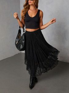 Milan Kiss Spódnica w kolorze czarnym rozmiar: XL. Czarne spódnice Milan Kiss, na co dzień, xl, bez wzorów, z koronki, maxi. Za 165,99 zł.