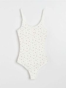 Bawełniane body - biały. Białe body i gorsety Sinsay, bez wzorów, z bawełny. Za 29,99 zł.