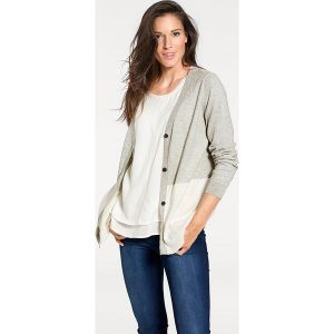 Kardigan w kolorze szaro-białym. Kardigany marki Ashley Brooke by Heine. W wyprzedaży za 208,95 zł.