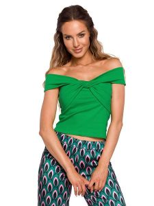 Made of emotion Top w kolorze zielonym rozmiar: L. Zielone topy Made Of Emotion, l, bez wzorów, bez kołnierzyka, bez ramiączek. Za 180,06 zł.