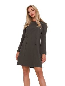 Made of emotion Sukienka w kolorze khaki rozmiar: XL. Brązowe sukienki Made Of Emotion, na co dzień, xl, bez wzorów, bez kołnierzyka, bez ramiączek, midi, proste. Za 188,85 zł.