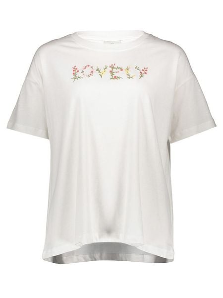 Kaffe Koszulka w kolorze białym rozmiar: S. Białe bluzki Kaffe, s, bez wzorów, z bawełny, bez kołnierzyka, bez ramiączek. Za 41,79 zł.