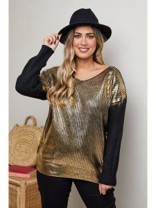 Plus Size Company Sweter "Danno" w kolorze czarno-złotym rozmiar: 40. Czarne swetry oversize Plus Size Company, plus size, bez wzorów, bez ramiączek. Za 97,05 zł.