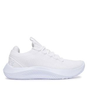 Buty na siłownię Under Armour. Białe buty sportowe Under Armour, bez wzorów, bez zapięcia, na fitness i siłownię. Za 449,99 zł.