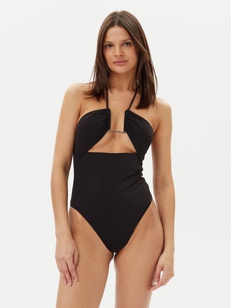Calvin Klein Swimwear Strój kąpielowy KW0KW02813 Czarny. Czarne stroje jednoczęściowe Calvin Klein Swimwear, bez wzorów, z syntetyku. Za 379,99 zł.
