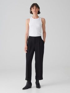 OPUS Spodnie w kolorze czarnym rozmiar: 44. Czarne spodnie z wysokim stanem Opus, bez wzorów, z materiału, z podwyższonym stanem. Za 132,05 zł.