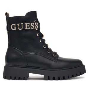 Trapery Guess. Czarne buty zimowe Guess, bez obcasa, bez zapięcia. Za 634,99 zł.