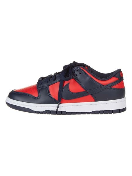 Nike Skórzane sneakersy "Dunk Low Retro SE" w kolorze czerwono-granatowym rozmiar: 39. Czerwone trampki Nike, bez wzorów, z materiału, bez zapięcia. Za 342,60 zł.