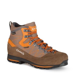Buty trekkingowe Gore-tex damskie Aku Trekker. Brązowe buty trekkingowe Aku, z gore-texu, bez zapięcia. Za 399,00 zł.
