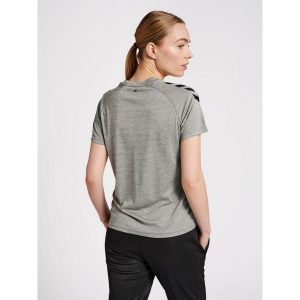 Koszulka damska Hummel Core Poly. Szare bluzki Hummel, xl, bez wzorów, sportowe, bez kołnierzyka, bez ramiączek. Za 106,00 zł.