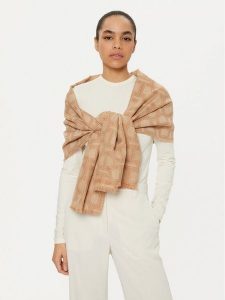 TWINSET Szalik 242TO5150 Beżowy. Brązowe rękawiczki Twinset, bez wzorów, z materiału. Za 399,99 zł.
