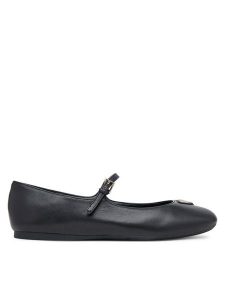 Guess Baleriny FLTKLD LEA02 Czarny. Czarne balerinki Guess, z aplikacjami, ze skóry, bez obcasa, bez zapięcia. Za 399,99 zł.