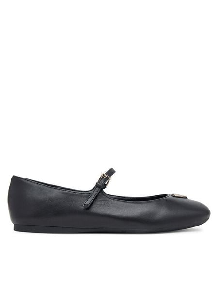 Guess Baleriny FLTKLD LEA02 Czarny. Czarne balerinki Guess, z aplikacjami, ze skóry, bez obcasa, bez zapięcia. Za 259,99 zł.