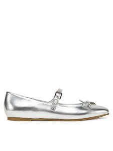 Guess Baleriny FLJKAY LEM02 Srebrny. Szare balerinki Guess, z aplikacjami, ze skóry, bez obcasa, bez zapięcia. Za 329,99 zł.