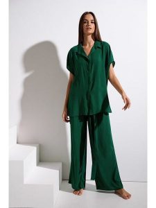 Lisca Bluzka "Japan" w kolorze zielonym rozmiar: XL. Zielone bluzki Lisca, xl, bez wzorów, bez kołnierzyka, bez ramiączek. Za 136,45 zł.