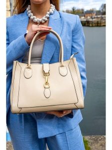 Victor & Hugo Paris Skórzana torebka "Beryn" w kolorze kremowym - 31 x 22 x 11,5 cm rozmiar: onesize. Brązowe torebki klasyczne Victor & Hugo Paris, bez wzorów, z materiału, przez ramię, bez dodatków. Za 347,99 zł.