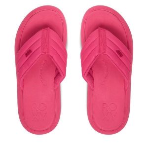 Japonki Roxy. Czerwone klapki Roxy, bez wzorów, bez obcasa. Za 129,99 zł.