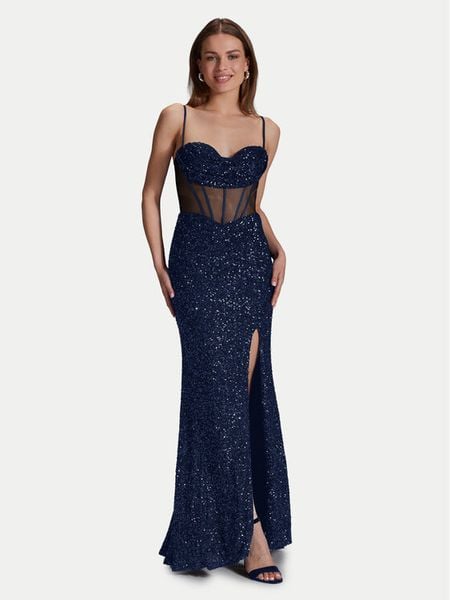 Hey Kyla Sukienka wieczorowa 5AI064HK Granatowy Regular Fit. Niebieskie sukienki Hey Kyla, bez wzorów, z syntetyku, wizytowe, bez kołnierzyka, bez ramiączek. Za 667,99 zł.