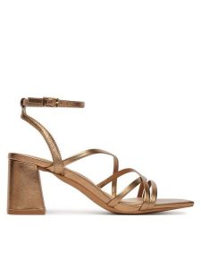 Aldo Sandały Esther 14039517 Złoty. Żółte sandały ALDO, bez wzorów, ze skóry, bez obcasa, na słupku, bez zapięcia. Za 359,99 zł.