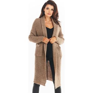 Awama Kardigan w kolorze beżowym rozmiar: onesize. Brązowe kardigany Awama, bez wzorów, bez ramiączek. Za 184,95 zł.