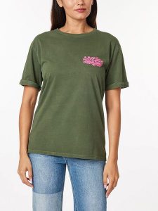 Scotch & Soda Koszulka w kolorze khaki rozmiar: M. Brązowe bluzki Scotch & Soda, m, z aplikacjami, z bawełny, bez kołnierzyka, bez ramiączek. Za 87,81 zł.