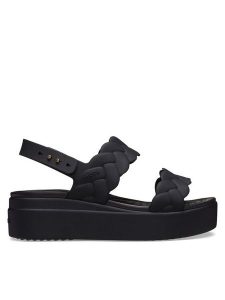 Crocs Sandały Brooklyn Woven Upper LW 209977 Czarny. Czarne sandały Crocs, bez wzorów, z tworzywa sztucznego, bez obcasa, na płaskiej podeszwie, bez zapięcia. Za 159,00 zł.